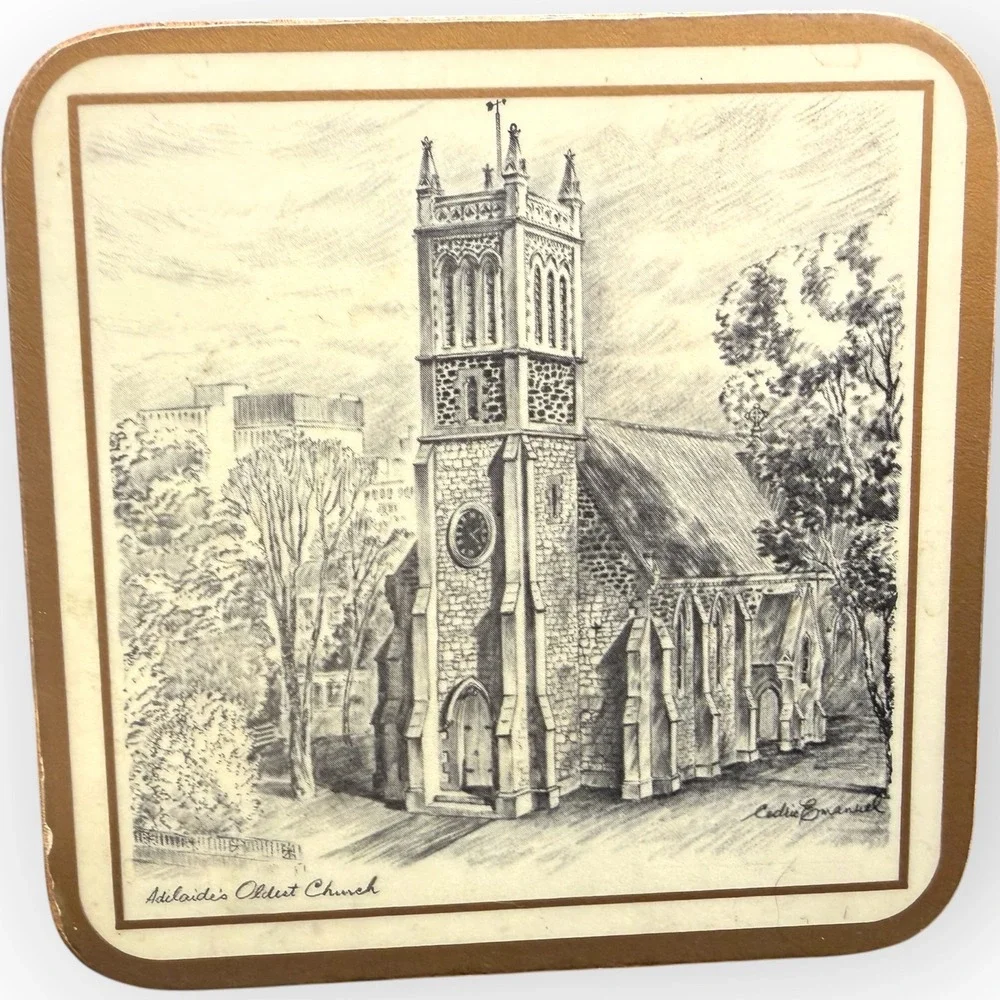 Vtg Pimpernel Cedric Emanuel Australian Landmark Coasters Set 9 Sketch Adelaide